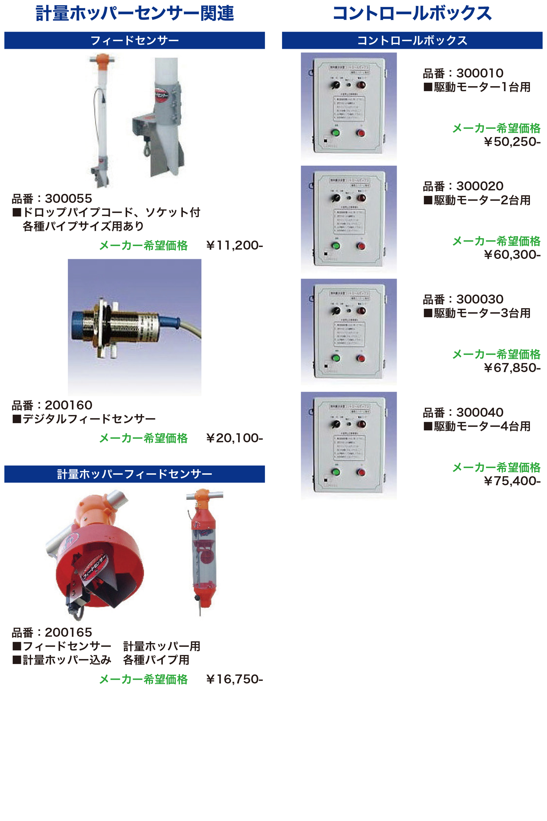 計量ホッパーセンサー関連
コントロールボックス